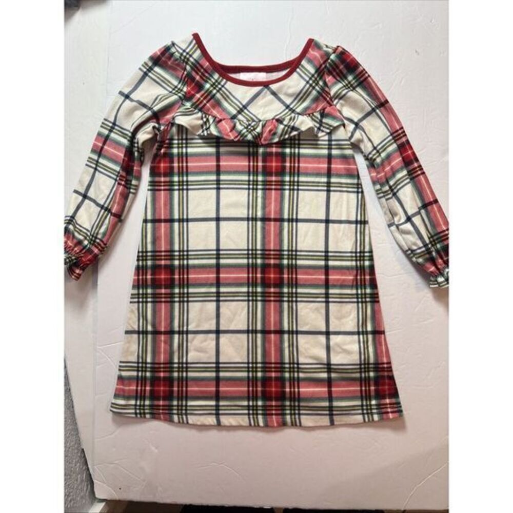 Wondershop Girls Plaid Flannel Pajama Dress Size‎ 3T White Green Red